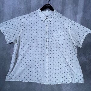HB Mens 4XL Short Sleeve Button Down Shirt White Blue Sailboat Print Nautical